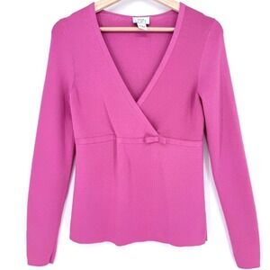 Ann Taylor Loft Pink Faux Wrap Sweater Long Sleeve Bow Women S Office Siren